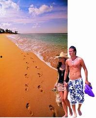 明星情侣海滩照,甜蜜画面引网友热议