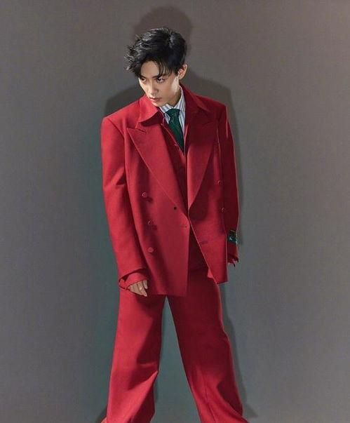 明星红色西装图片,红色西装下的明星风采